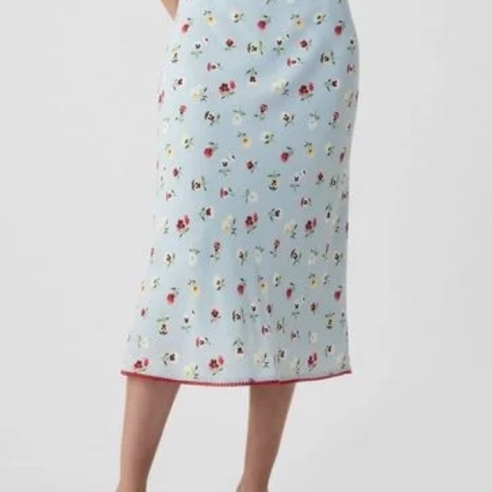 NEW GAP x Doen Floral Midi Skirt - Light Blue, Size L
